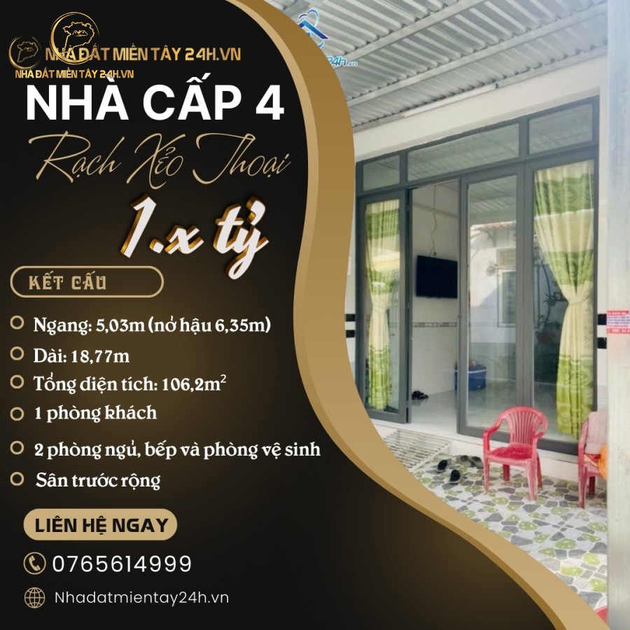 NHÀ CẤP 4 GẦN RẠCH XẺO THOẠI, MỸ PHƯỚC, LONG XUYÊN - GIÁ CỰC HẤP DẪN